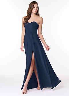 Azazie Arabella Allure Bridesmaid Dresses Dark Navy A-Line Sweetheart Neckline Chiffon Convertible Dress image3
