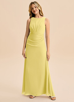 Azazie Floris Junior Canary A-Line Pleated Chiffon Dress image4