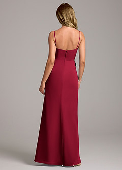 Azazie Tahlia Bridesmaid Dresses Burgundy A-Line with Belt Chiffon Dress image7