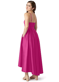 Azazie Jemima Junior A-Linie mit Taschen Stretch-Satin Kleid Fuchsia image5