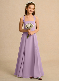 Azazie Tater Girls Formal Abiti da Ragazza di Fiori Abito A-Line in Chiffon Plissettato Glicine image4