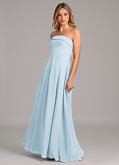 Azazie Lucienne 신부 들러리 드레스 A라인 스트랩리스 쉬폰 바닥 길이 드레스 image4