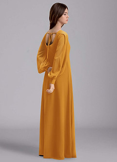 Azazie Bondi Junior Abito A-Line in Chiffon Blusa Caramello image6