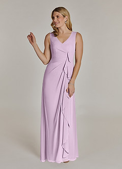 Azazie Manuella Mother of the Bride Dresses Frosted Lilac A-Line V-Neck Pleated Chiffon Dress image4