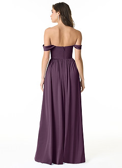 Azazie Morana Final Sale Plum A-Line Off the Shoulder Stretch Satin Convertible Dress image3
