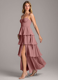 Azazie Alanna Brautjungfernkleider A-Linie Herzausschnitt Chiffon Kleid Wüstenrose image4