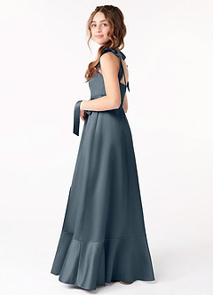 Azazie Barbara Junior Twilight A-Line Bow Stretch Satin Dress image2