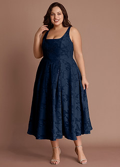 Amalie Navy A-line Midi Dress image1
