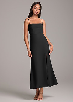 Azazie Saige Vestidos de damas de honor Vestido de Negro de Gasa de Corte Recto Convertible con Vestidos sin tirantes image7