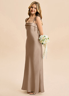 Azazie Willa Junior Robe Sirène en Satin extensible Arc Taupe image3