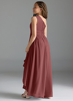 Azazie Mathilda Junior Robe Trapèze en Mousseline de soie Plissée Améthyste image5