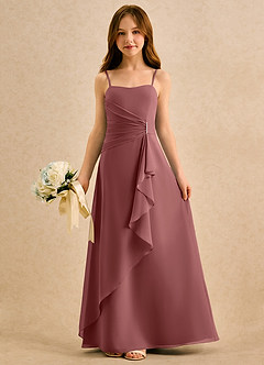 Azazie lolly Girls Formal Blumenmädchenkleider A-Linie Plissee Chiffon Kleid Amethyst image3