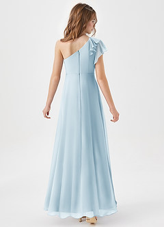 Azazie Arabella Junior Sky Blue A-Line Ruched Chiffon Dress image6