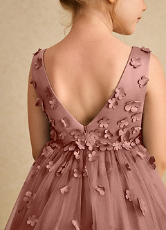 Azazie Lana vestidos de niña de las flores Vestido de Rosa De Cedro de Satin Mate de Corte En A con Sin mangas image7