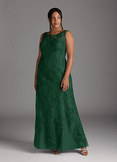 Azazie Whilhelmina Kleider für die Brautmutter Meerjungfrau-Linie Spitze Chiffon Kleid Dunkelgrün image10