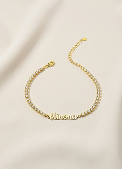 front Custom Name Rhinestone Tennis Bracelet