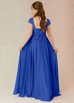 Azazie Silvermist Junior Royal Blue A-Line Pleated Chiffon Dress image2