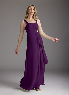 Azazie Weisz Mother of the Bride Dresses Grape A-Line Square Neckline Pleated Chiffon Dress image10