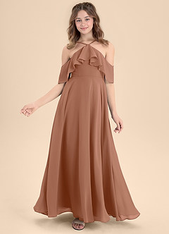 Azazie Tessabelle Junior Vestido de Bronceador de Gasa de Corte En A con Vestidos sin tirantes image6
