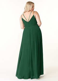 Azazie Janine Brautjungfernkleider A-Linie V-Hals Chiffon Kleid Dunkelgrün image7