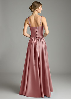 Azazie Evadina Suknie dla druhen Linia A Gorset Satyna elastyczna Do ziemi Sukienka image2