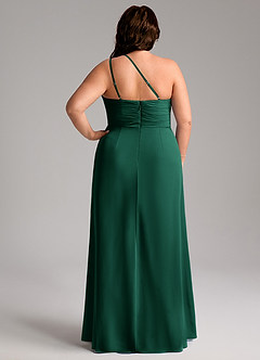 Azazie Eren Bridesmaid Dresses Emerald Sheath One Shoulder Chiffon Dress image2
