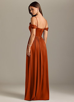 Azazie Calianna Bridesmaid Dresses Burnt Orange A-Line Off the Shoulder Stretch Satin Convertible Dress image10
