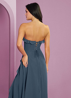 Barbie ♥ Azazie Abiti da Damigella Abito A-Line in Chiffon Scollo a Cuore Blu Nettuno image7