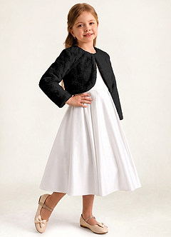 front Flower Girl Faux Fur Jacket