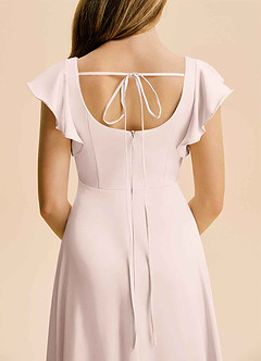 Azazie Bondi Junior Abito A-Line in Raso Elasticizzato Spacco Laterale Rosa Rossore image6