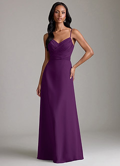 Azazie Kali Bridesmaid Dresses Grape A-Line Pleated Chiffon Dress image1