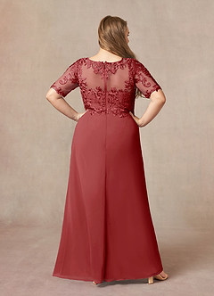Azazie Amedeus Mother of the Bride Dresses Rust A-Line V-Neck Lace Chiffon Dress image7
