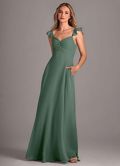 Azazie Kaylyn Robes de demoiselle d'honneur Robe Trapèze en Mousseline de soie Rayé Eucalyptus image3