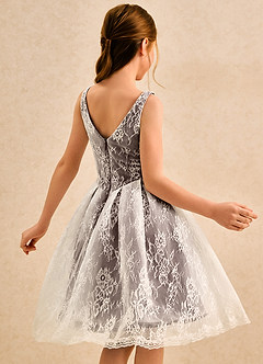 Azazie Cubbie Girls Formal Flower Girl Dresses Ganache A-Line Lace Dress image2