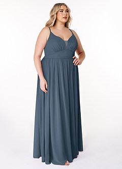 Azazie Rayna Bridesmaid Dresses Neptune A-Line V-Neck Pleated Chiffon Dress image10