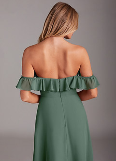 Azazie Lyra Bridesmaid Dresses Eucalyptus A-Line Chiffon Convertible Dress image8