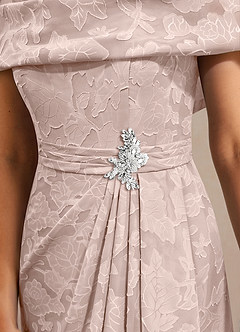 Azazie Branford Mother of the Bride Dresses Blushing Pink A-Line Pleated Floral Burnout Dress image6