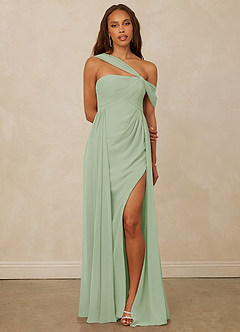 Christian Siriano Bridal for Azazie 1014 Robes de demoiselle d'honneur Robe Trapèze en Mousseline de soie Épaule décolletée Vert Sauge image10