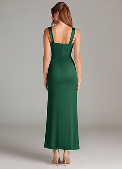 Azazie Denice 신부 들러리 드레스 쉬스 주름진 스트레치 새틴 발목 길이 드레스 image2