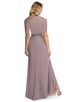 Azazie Zia Vestidos de damas de honor Vestido de Atardecer de Gasa de Corte Recto Convertible con Corte Lateral image4
