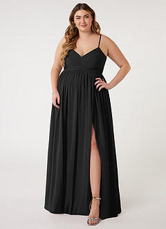 Azazie Alia Bridesmaid Dresses Black A-Line Pleated Chiffon Dress image6