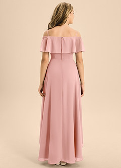 Azazie Maggie Junior A-Linie Schulterfrei Chiffon Kleid Rosettenrosa image2