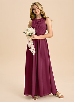 Azazie Skyla Junior Mulberry A-Line Pleated Chiffon Dress image5