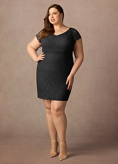 Azazie Lucilia Kleider für die Brautmutter Etui Spitze Kleid Schwarz image3