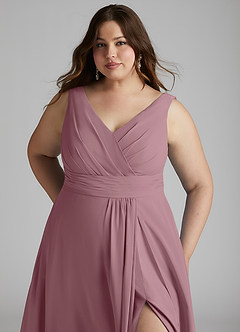 Azazie Karina Bridesmaid Dresses Vintage Mauve A-Line Pleated Chiffon Dress image11