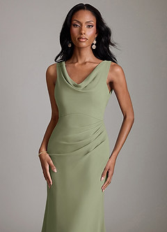 Azazie Linelle Bridesmaid Dresses Pistachio Mermaid Pleated Chiffon Dress image3