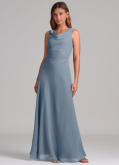 Azazie Nerine Brudtärnklänningar Klä av A-Linje i Chiffong Plisserad Skymning image3