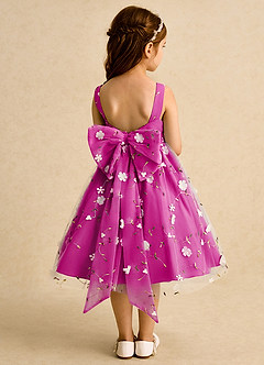 Azazie Bean Flower Girl Dresses Fuchsia Ball-Gown Sleeveless Tulle Dress image2