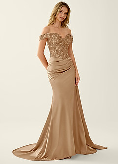 Nerine Champagne Lace Corset Lace Up Back Mermaid Prom Dress image3