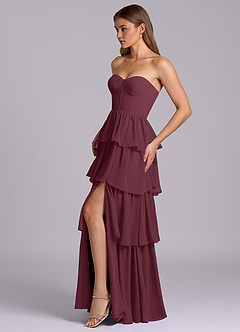 Azazie Faye Bridesmaid Dresses Cabernet A-Line Sweetheart Neckline Chiffon Dress image3